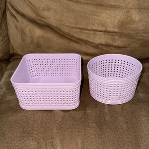 Pink Woven Storage Basket Set